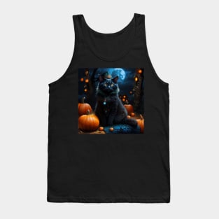 Elegant soceress cat on Halloween Tank Top